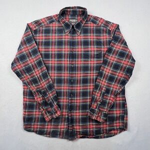 Eddie Bauer Plaid Flannel Shirt Mens L Cotton Button Down‎ Outdoor Classic